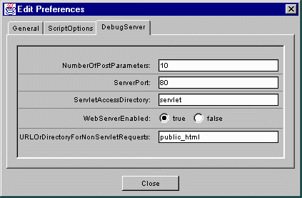 DebugServer preferences