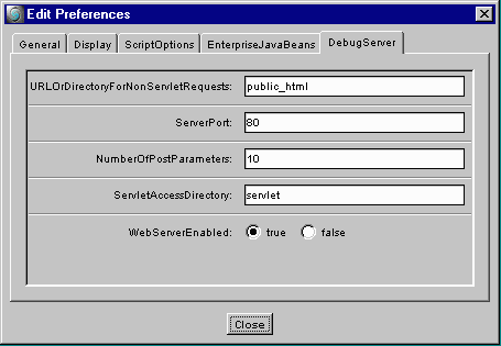 DebugServer preferences