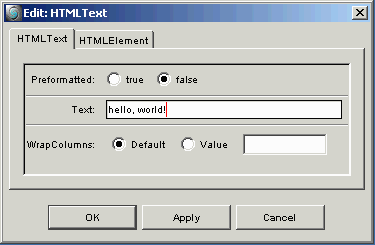 editor for HTML text component